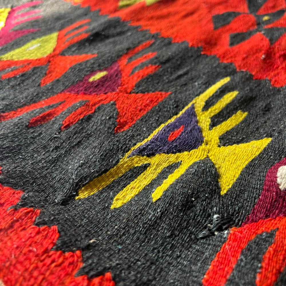 Southwest Kilim Style Woven Pillow Cover 18x18 Red Orange Black Boho Lodge Decor - Picture 3 of 15